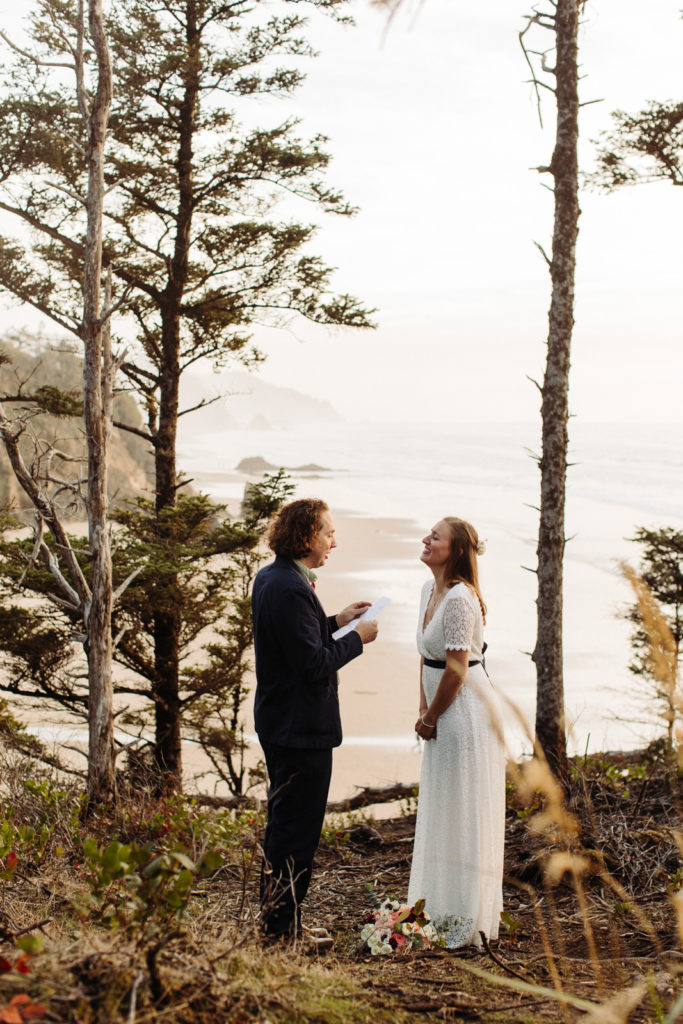 a wedding at Hug point on the oregon coast near cannon beach