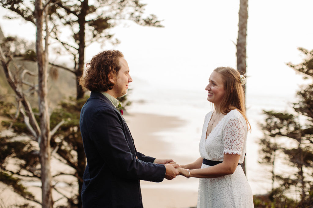 A couple getting married at Hug Point on the Oregon Coast.